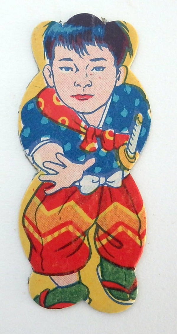 Vintage Japanese Figural Menko Card- Young Samurai Boy