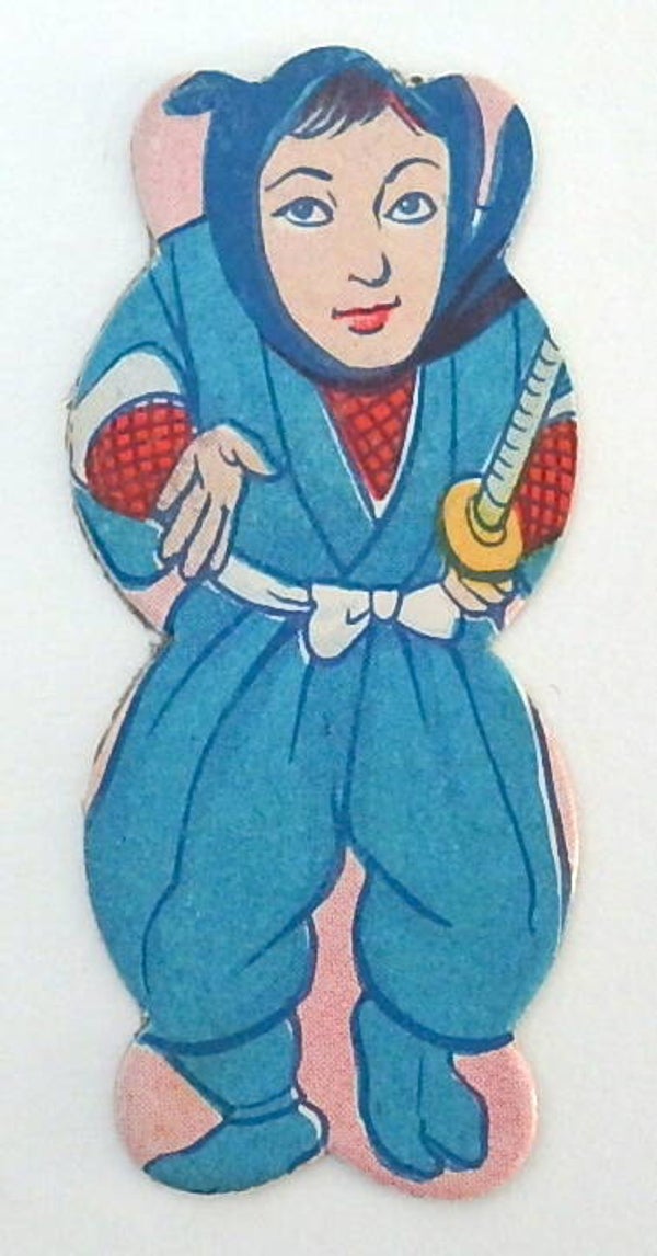 Vintage Japanese Figural Menko Card- Female Ninja A