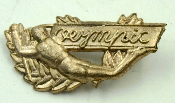 Vintage Cast Metal Japanese Prize Toy Olympic Pin- Swimming