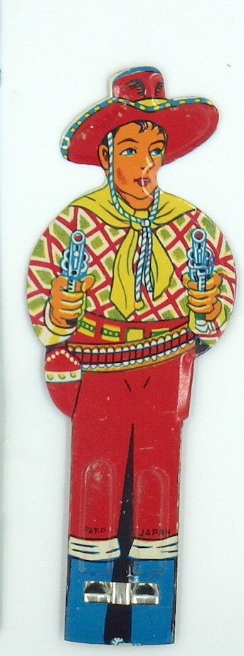 Large 1950's Vintage Japanese Tin Whistle -Good Guy Cowboy