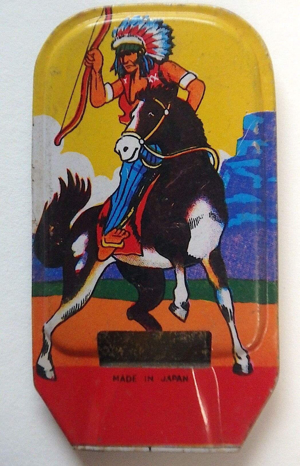 Vintage Japanese Tin Whistle- Indian Chief on a Horse
