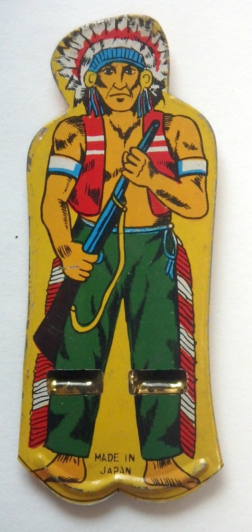 Vintage Japanese Tin Whistle- Indian with Rifle