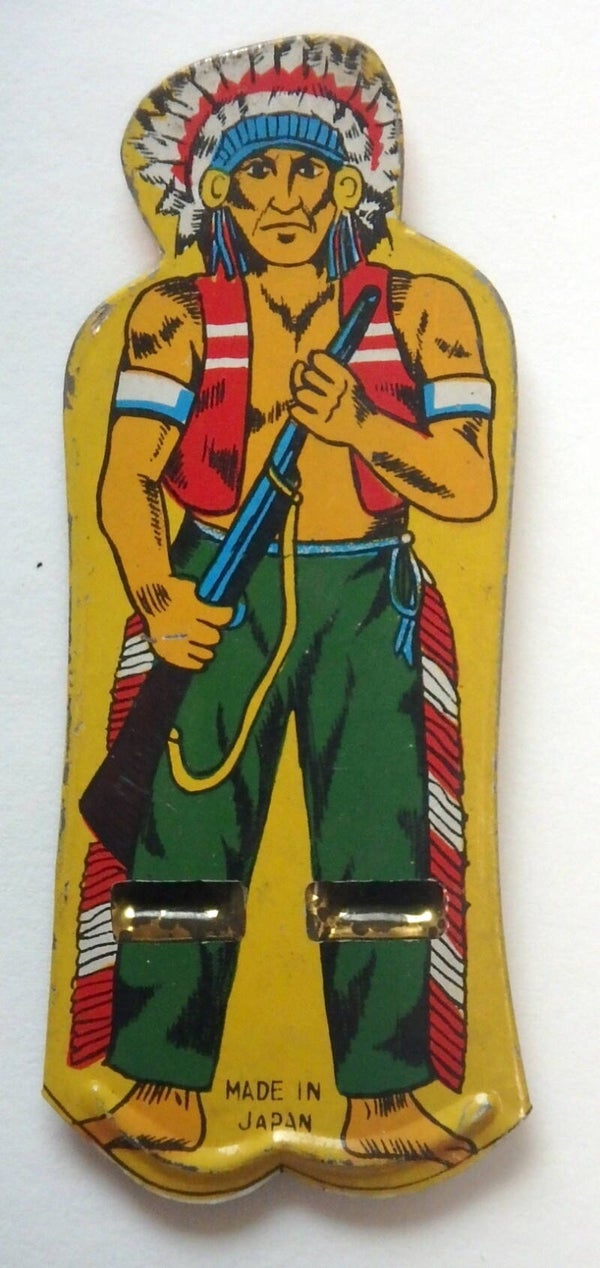 Vintage Japanese Tin Whistle- Indian with Rifle