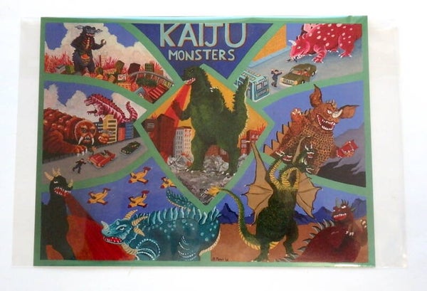 Vintage Japanese Kaiju Monsters- Original Artist 6 x 8 Postcard Print