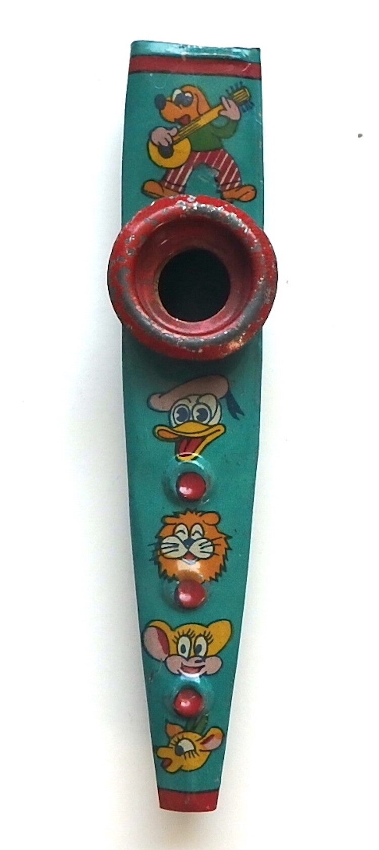 1950's Japanese Tin Comic Animals Kazoo-Pig,Rabbit,Cat,Dog, Donald Duck, Lion