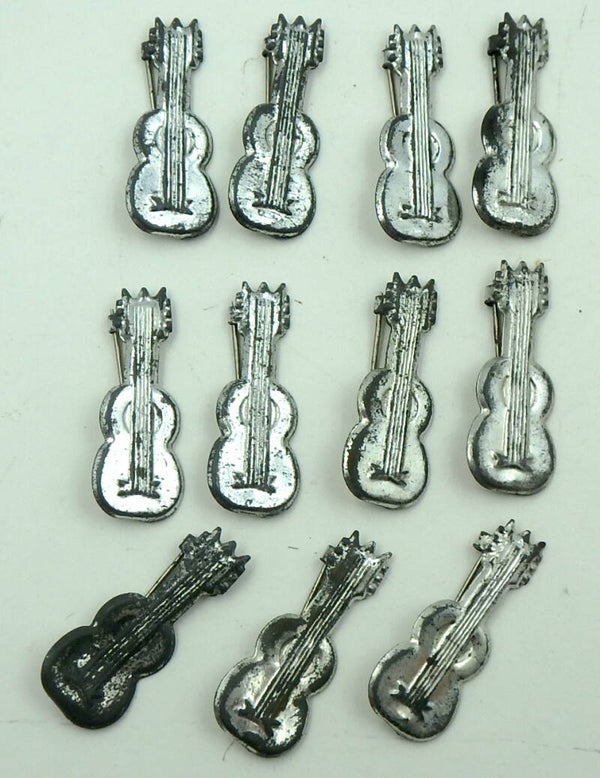 Lot of 10 Vintage Japanese Tin Prize Toys-Guitar or Ukelele Pins