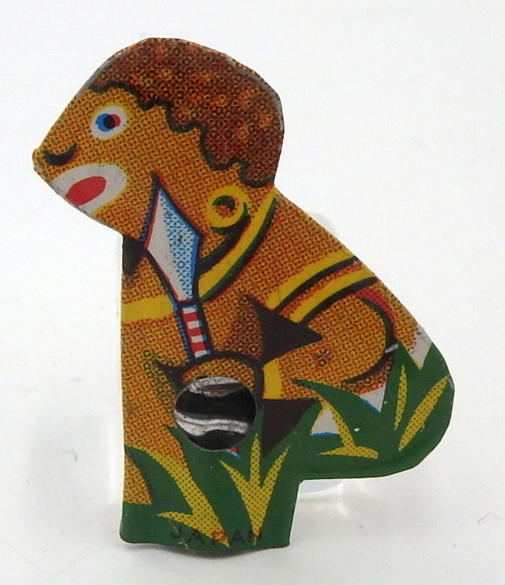 Tiny Vintage Japanese Tin Whistle-African Native Carrying Spear