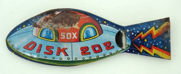 Vintage Japanese Tin Space Whistle- Flying Saucer Disk 202