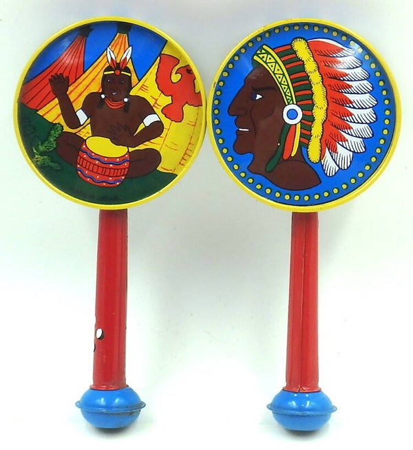 Vintage Japanese Double Sided Indian Chief Rattle-Horn