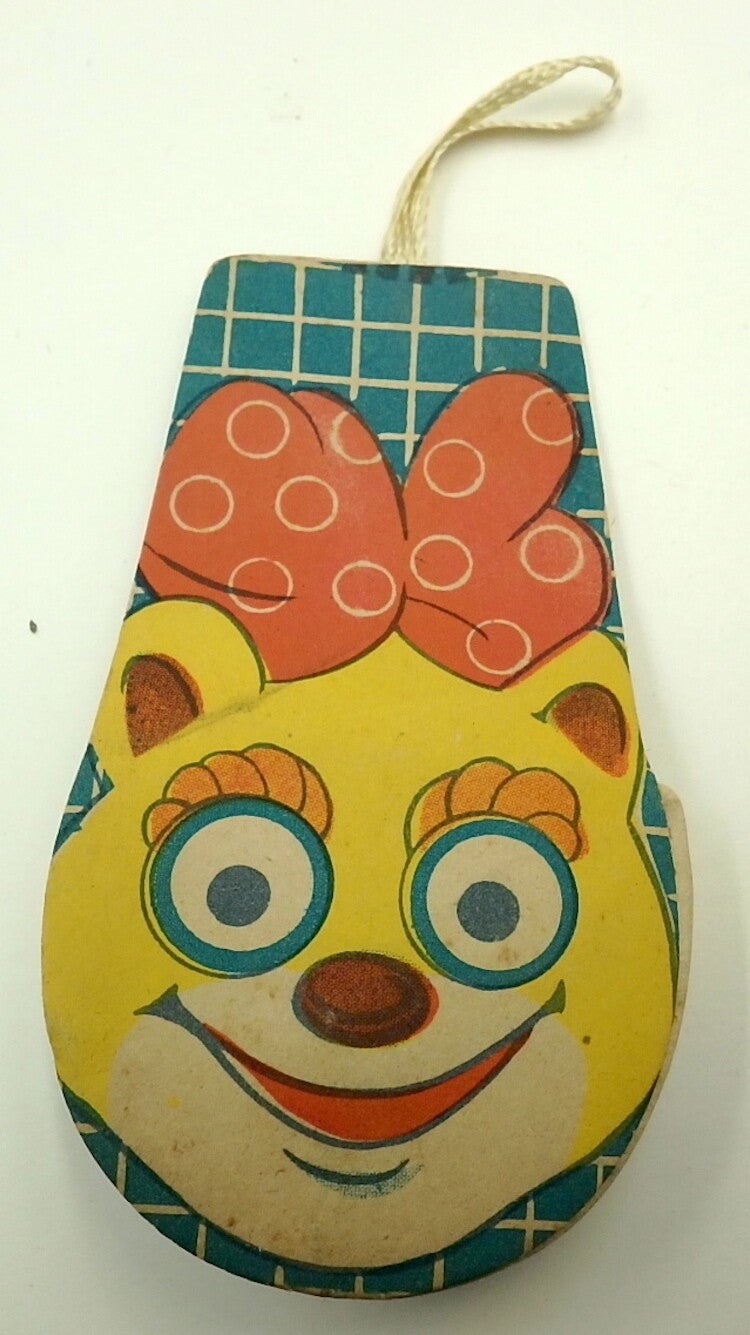 Japanese Paper Squeaker/Ornament- Cute She-Bear with Red Bow