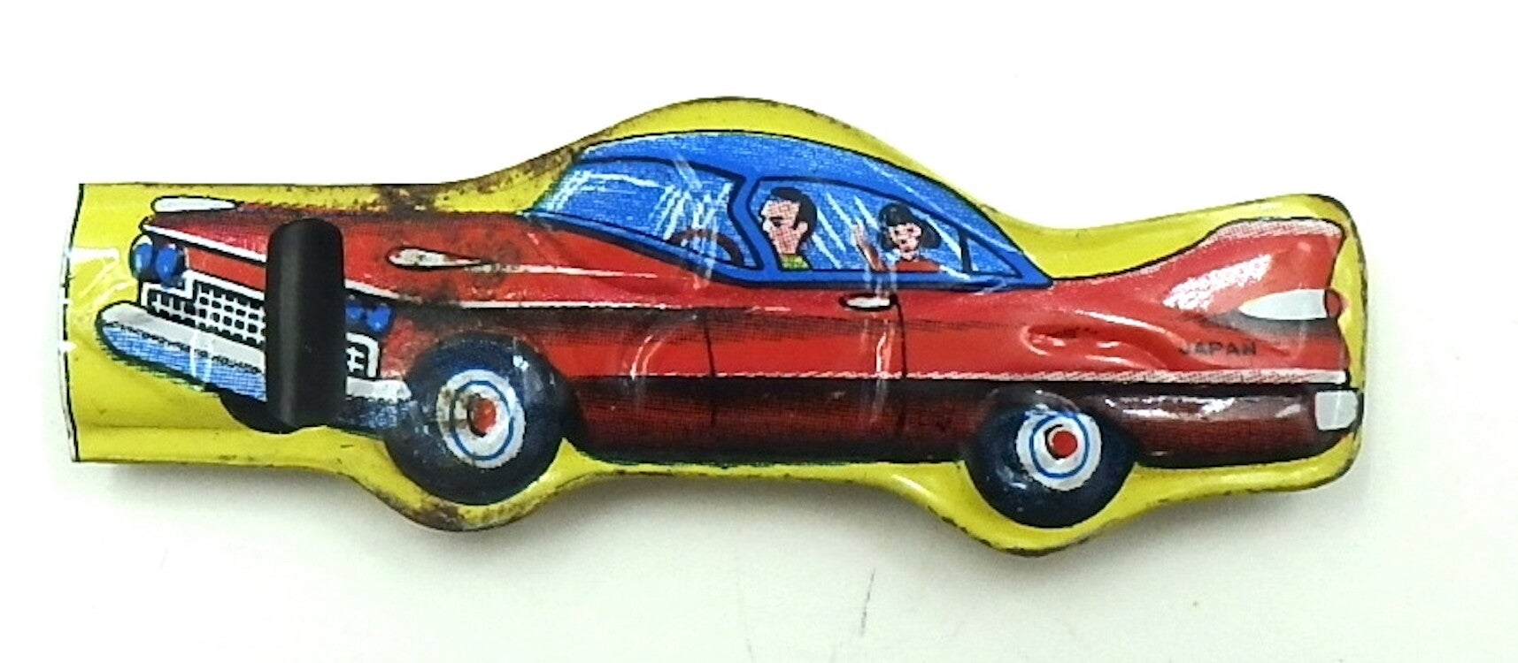 Vintage Japanese Tin Whistle- Red Car with Big Tail Fins