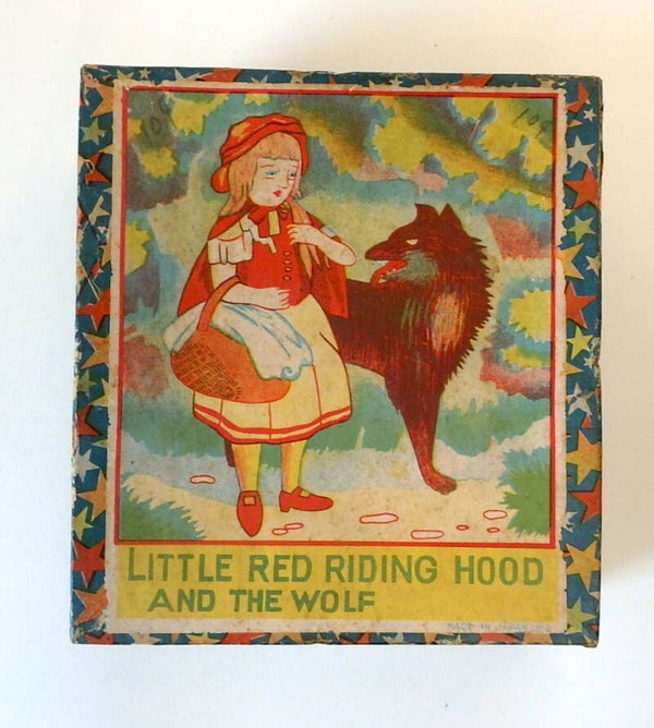 Japanese Bisque Figures of Little Red Riding Hood and the Wolf in Original Box