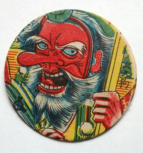 Early Vintage Japanese Menko Card- Red Tengu Yokai