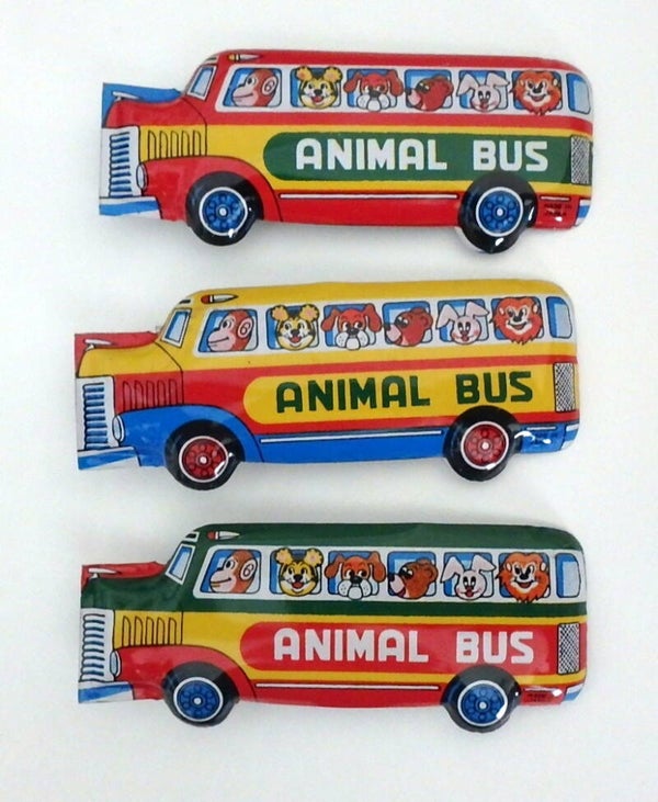 Set of Three Vintage Japanese Tin Bonnet Bus Clickers
