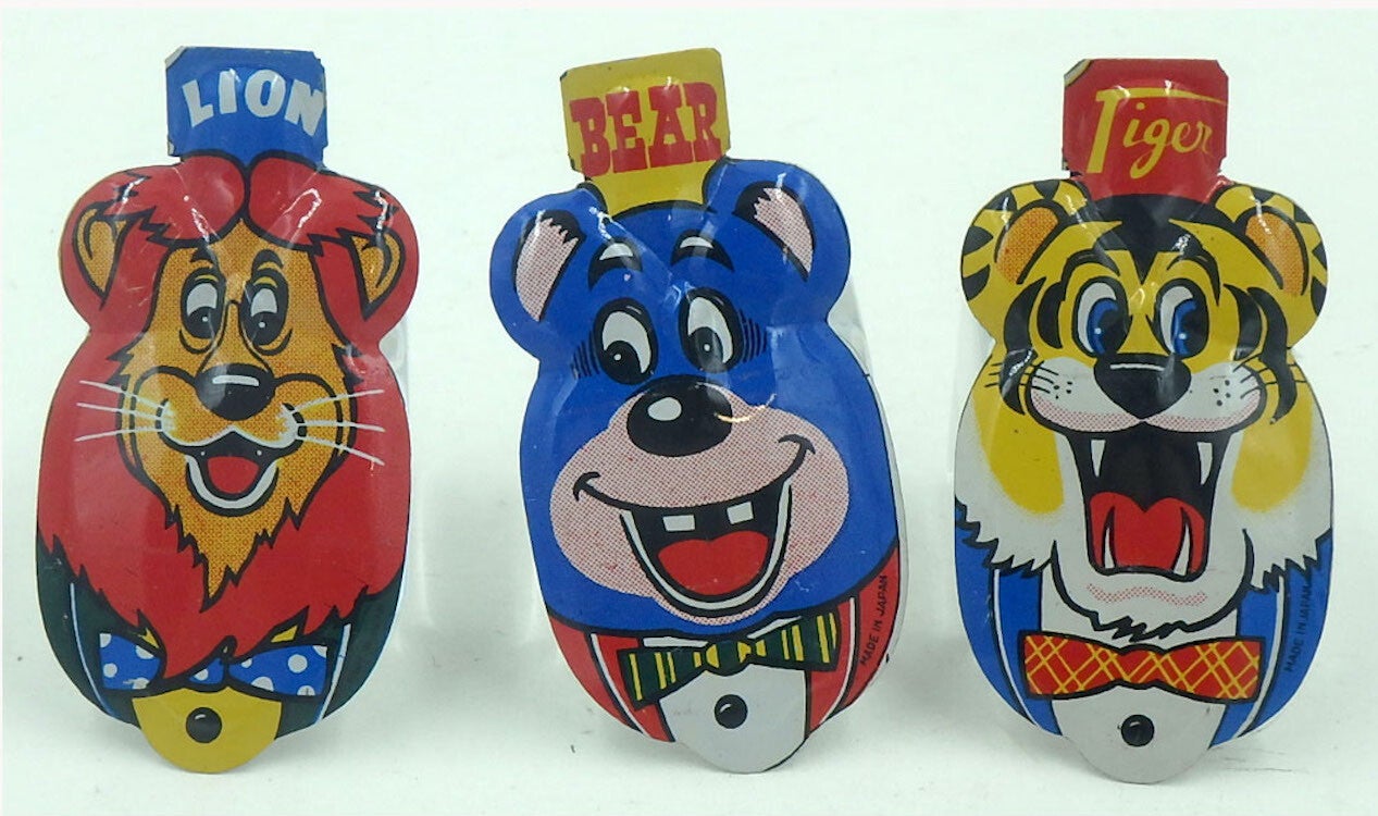 Set of Three 50's-60's Tin Clickers-Bear, Tiger and Lion