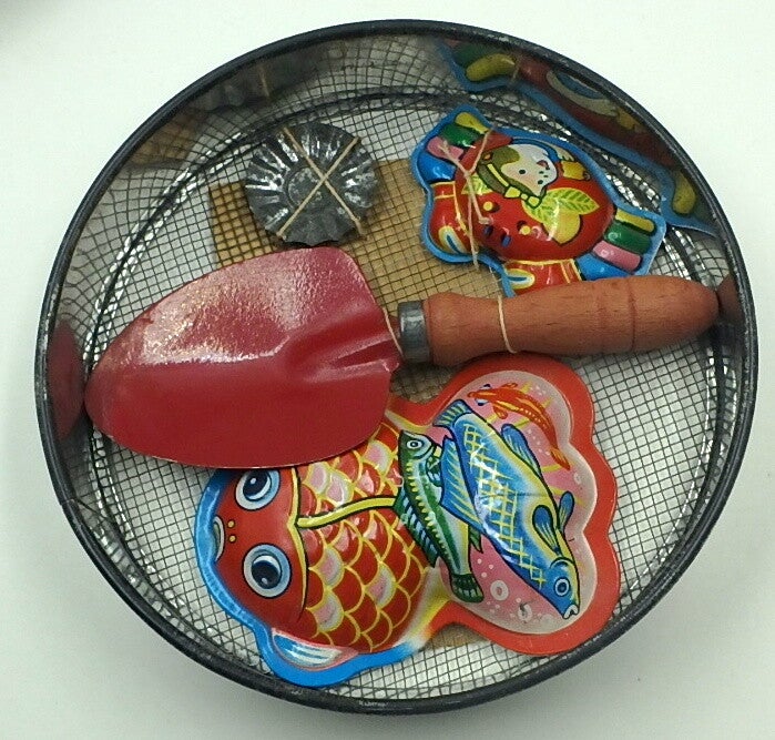 1950's Japanese Sand Toy Set-Sieve, Shovel and Sand Forms