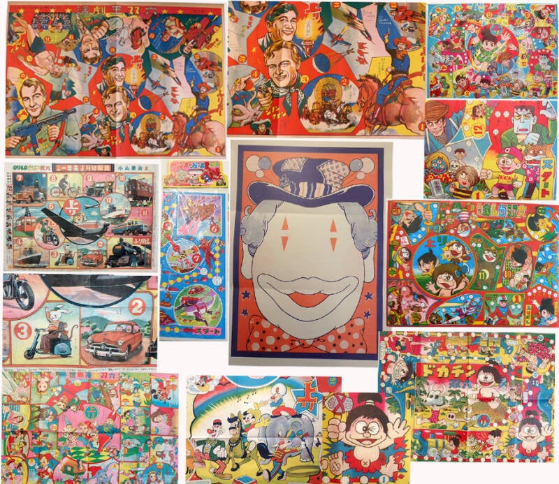 Vintage Japanese Board games, sugoroku, Japanese heros, Japanese characters, pre war and post war