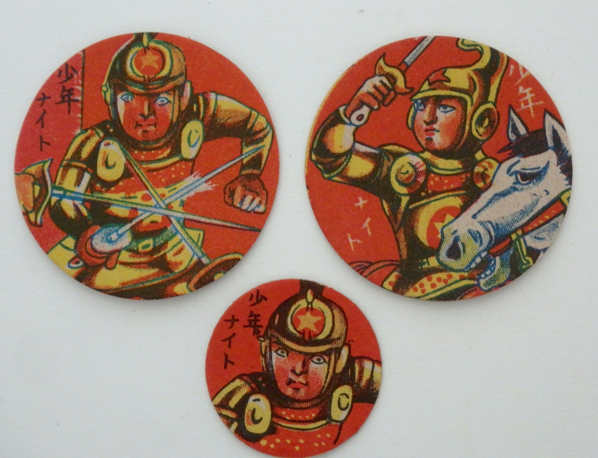 Set of Three Vintage Japanese Menko Cards- Soldiers Wearing Armor