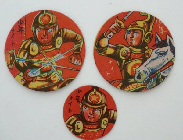Set of Three Vintage Japanese Menko Cards- Soldiers Wearing Armor