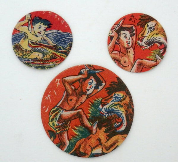 Set of Three Vintage Japanese Menko- Boy Tarzan