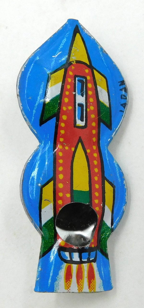 Vintage Tiny Japanese Tin Space Rocket Whistle-B