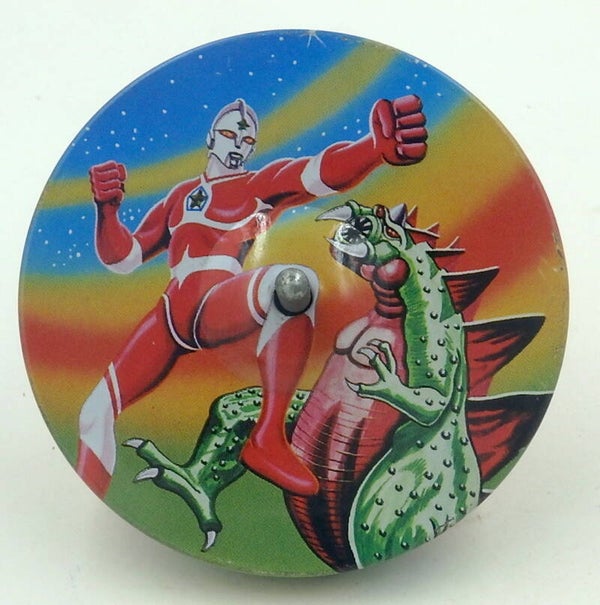 Vintage Japanese Spinning Top- Ultraman with Green Monster