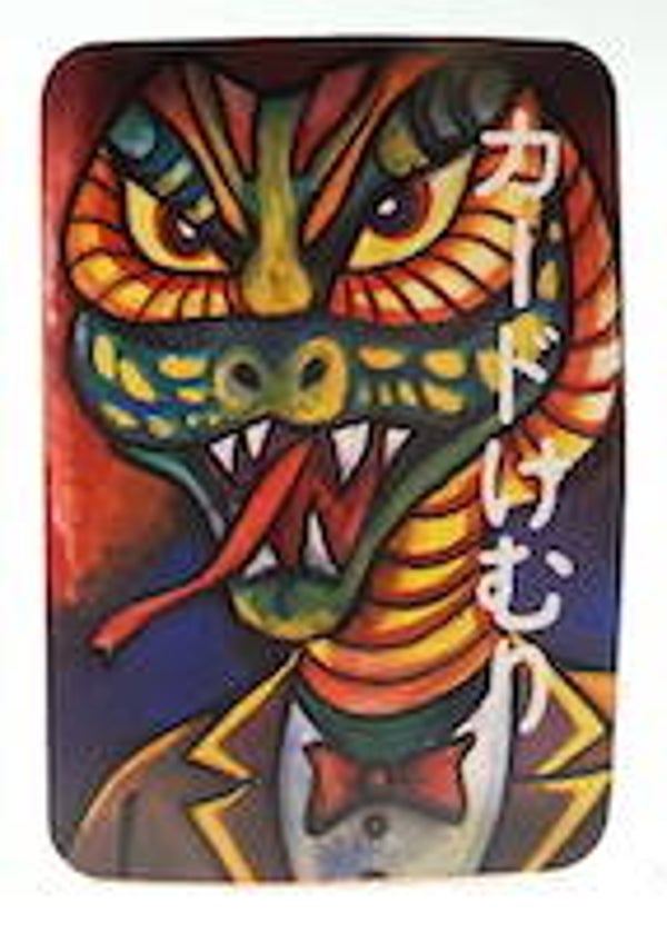 Vintage Japanese Yokai Smoke Card-Serpent Man