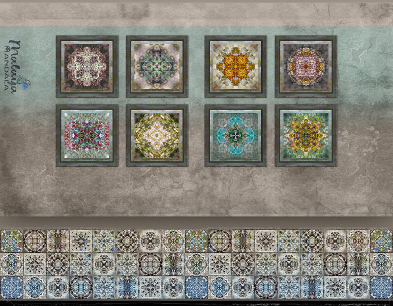Malaya Mandala Wandkunst Raumgestaltung der Bilderserie Dream, mit Fliesen-Mosaik-Design.
