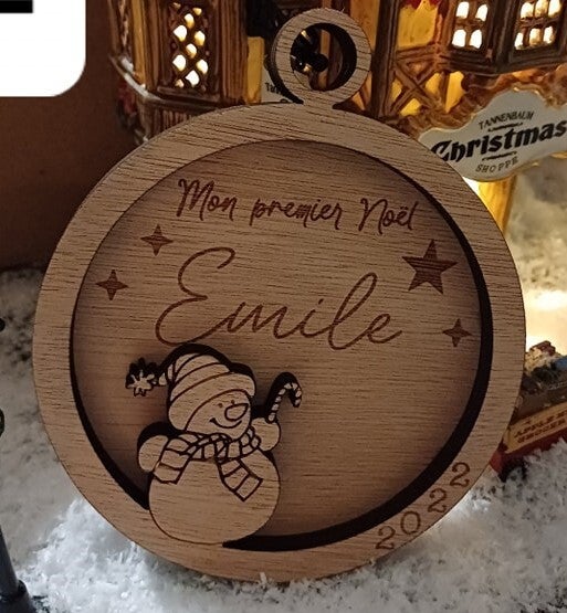 Boule de noël naissance personnalisable