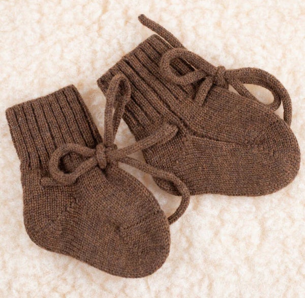 Wollen Baby sokjes / Newborn Sokjes - Merinowol - Brunette - Lille Barn