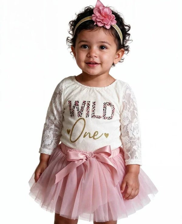Eerste verjaardag cakesmash tutu set Wild One 3-delig