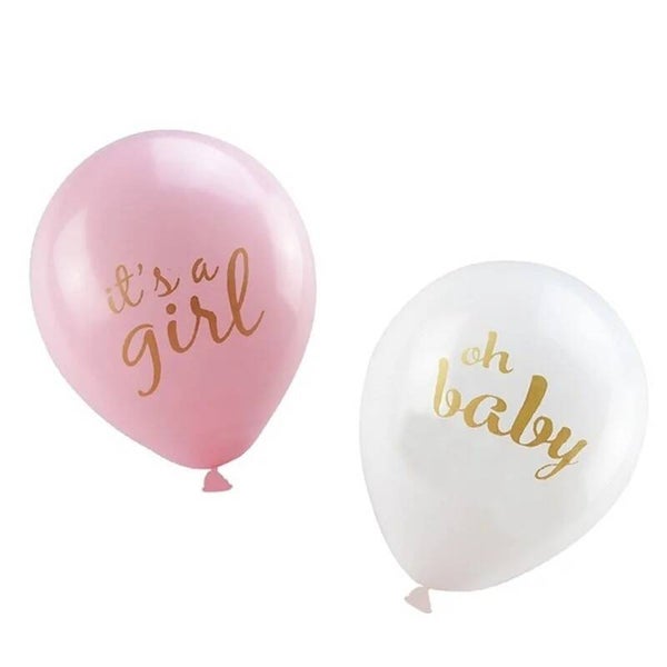 10 Babyshower of genderreveal ballonnen roze en wit