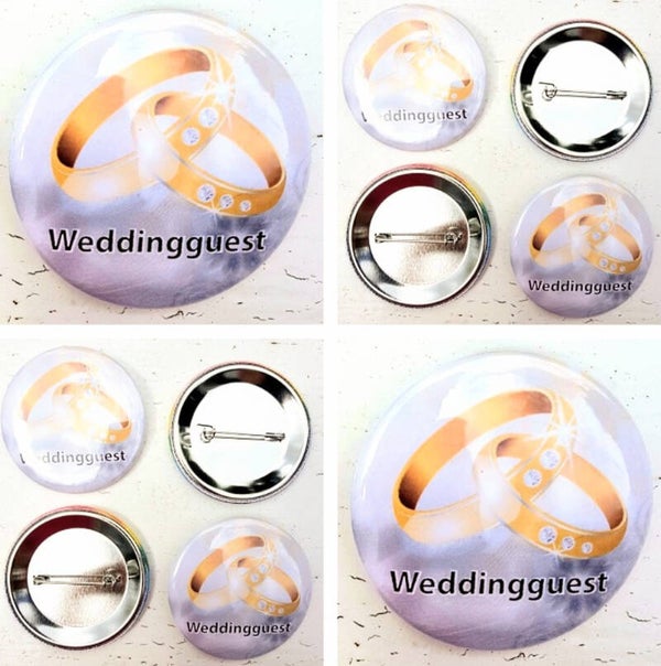 Button of (kleding)magneet Sparkling Wedding Rings met of zonder eigen tekst