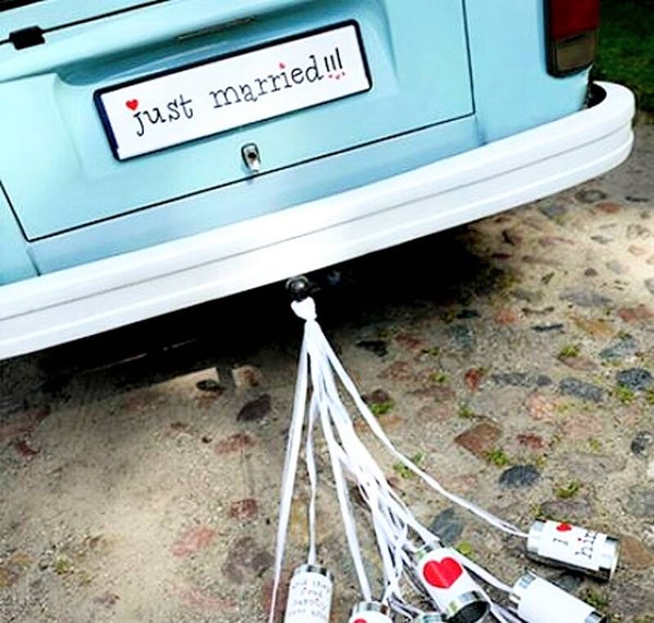 Nummerbord Just Married Loving Hearts