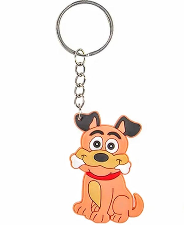 Rubberen sleutelhanger Hond met bot