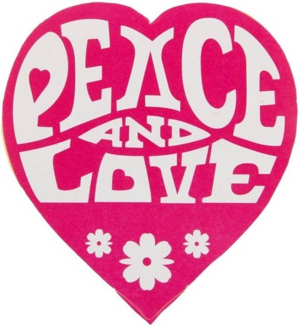 10 hartvormige sticker Peace and Love roze