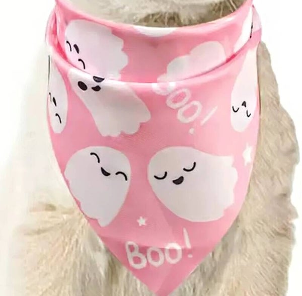 Halloween katten bandana Boo roze