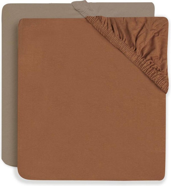 Hoeslaken set Jersey 60x120cm - Caramel/Biscuit - 2 Stuks Jollein