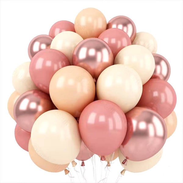 20-delige ballonnen set ivoor, rosé goud, beige en zalmroze bruin