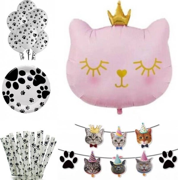 Poezen decoratie pakket 43-delig Cat Princess Roze
