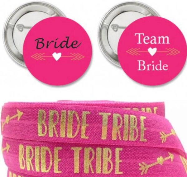 17-delige vrijgezellenfeest set Bride to Be en Bride Tribe Tribe roze met goud