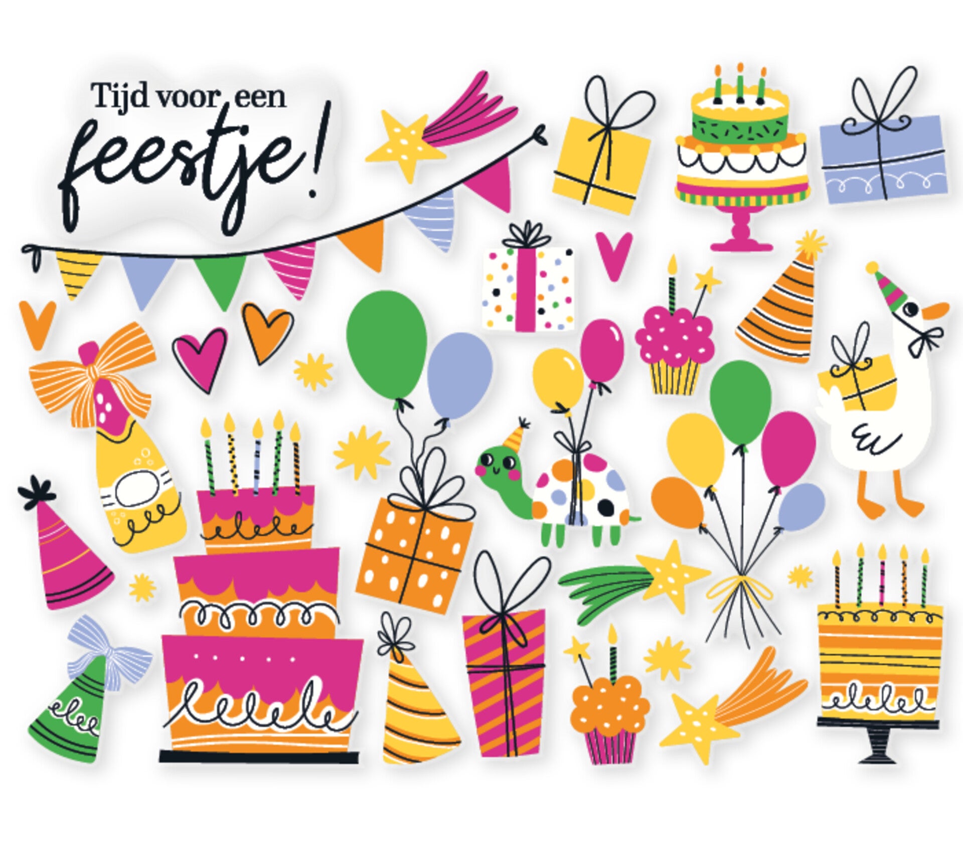 Raamsticker set Tijd voor een Feestje!