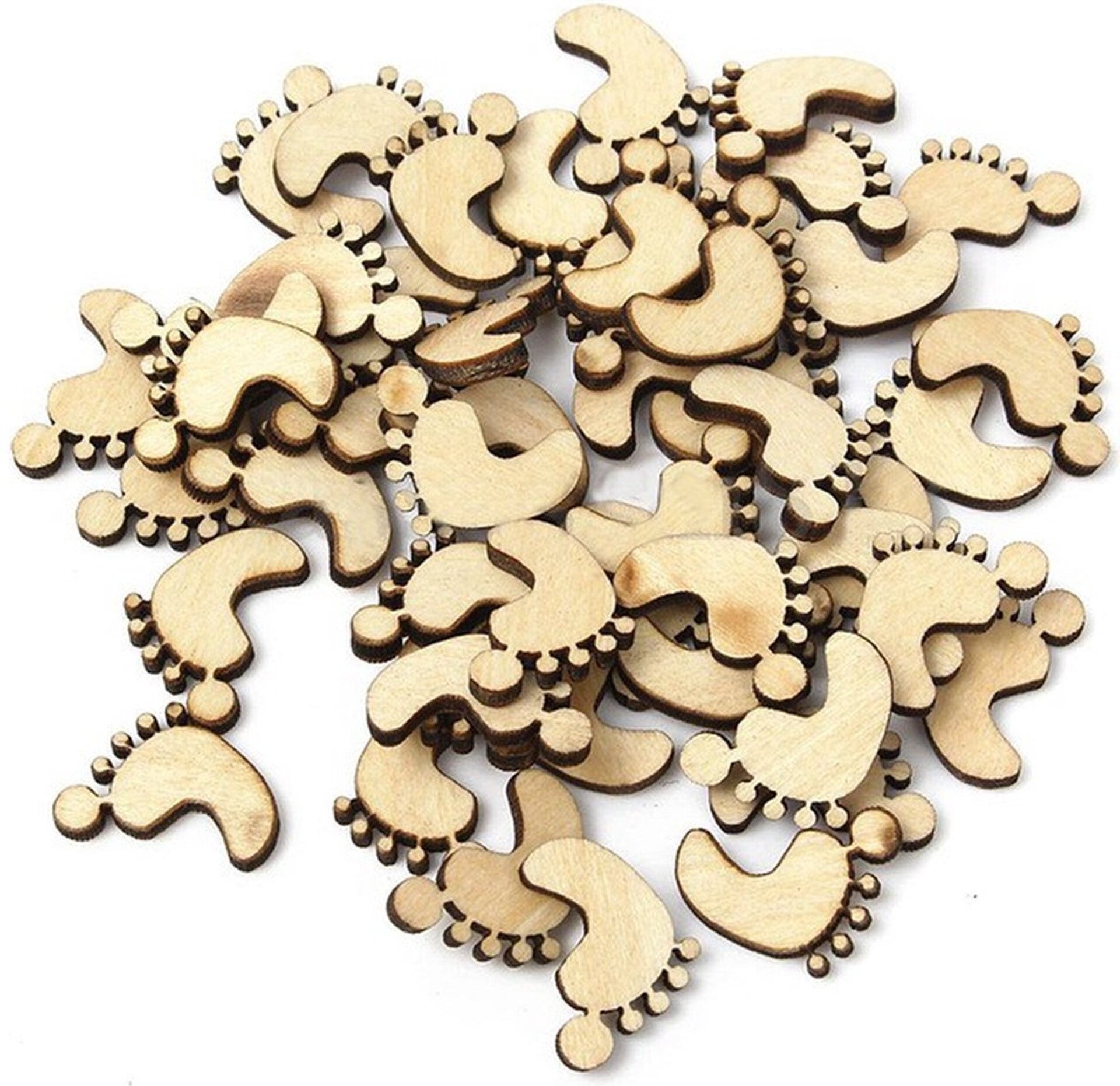 Mini baby voetjes van hout 25 stuks