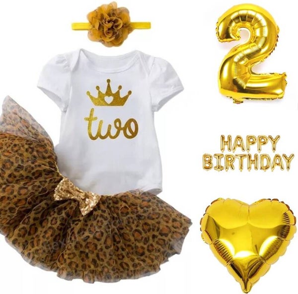 2e verjaardag kleding en decoratie set Wild Princess wit