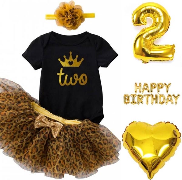 2e verjaardag kleding en decoratie set Wild Princess zwart