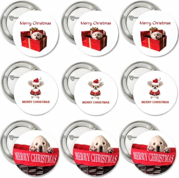 9 Buttons Christmas Dogs
