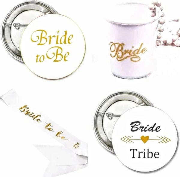 12-delige Vrijgezellenfeest set Bride to Be met shotglas, buttons en sjerp