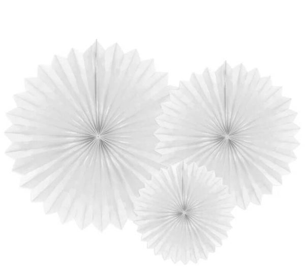 Paper Fans wit (3 stuks)