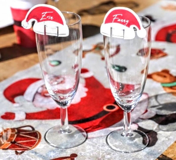 48 glas decoratie kaartjes Kerstman