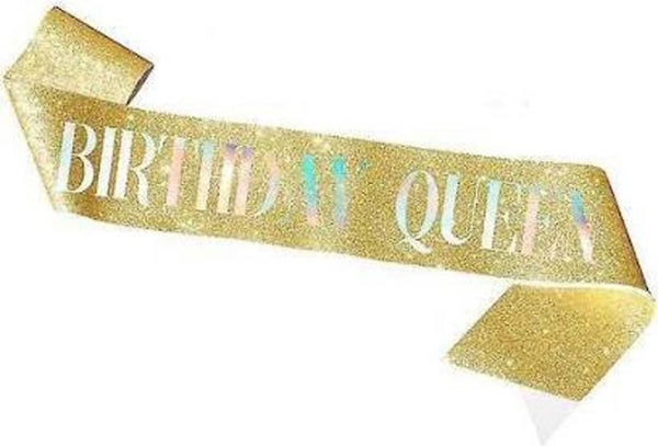 Birthday Queen sjerp deLuxe goud glitter